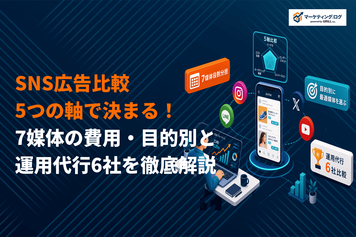 SNS広告7媒体の種類と特徴を徹底比較！5つの軸で見る目的別おすすめ媒体の選び方を解説